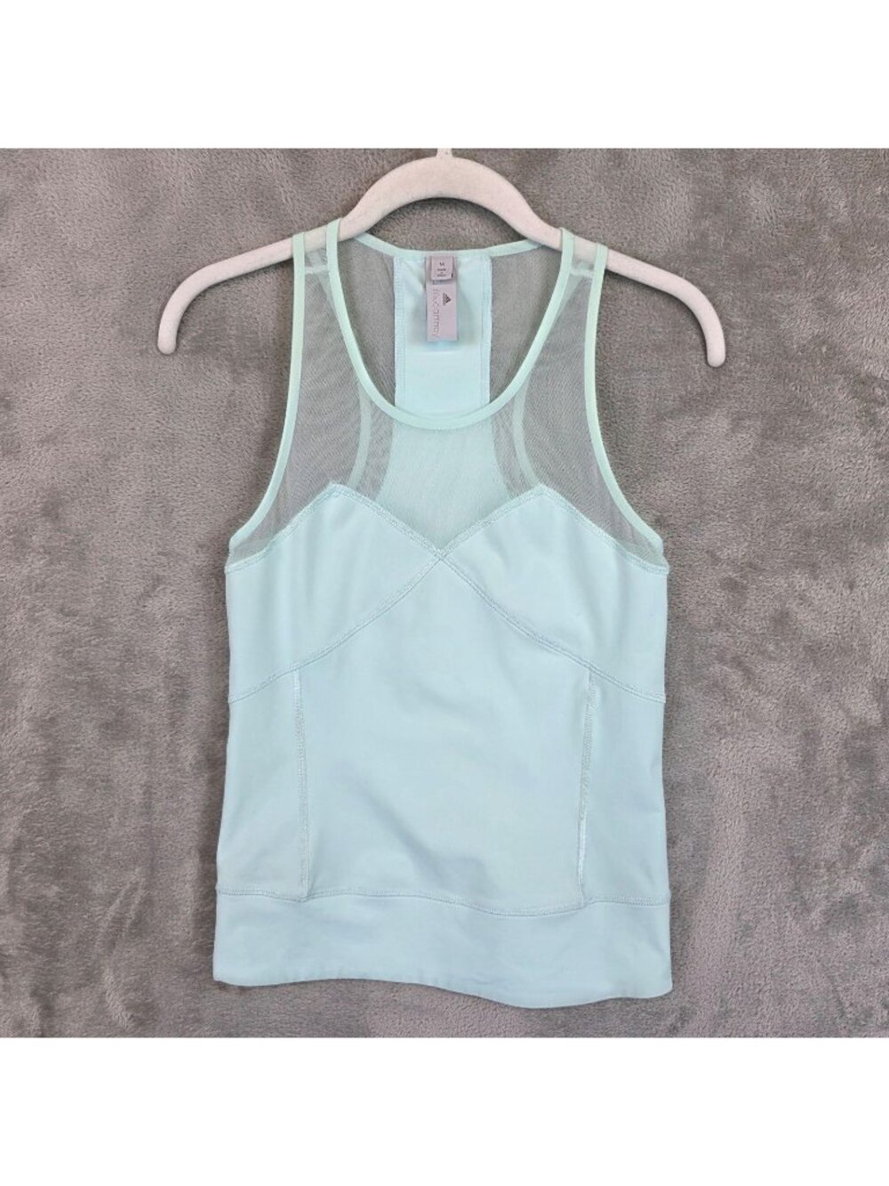 Adidas Stella McCartney Tank Top Womens Medium Green Mesh Racerback Athletic